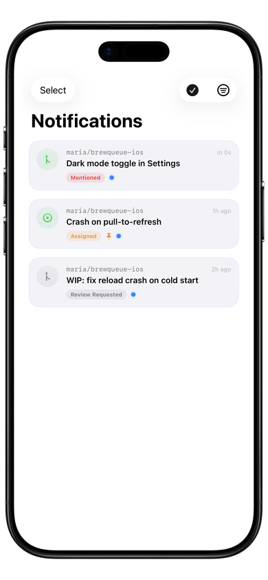 GitBoba Gitea and Forgejo iOS app — notification inbox